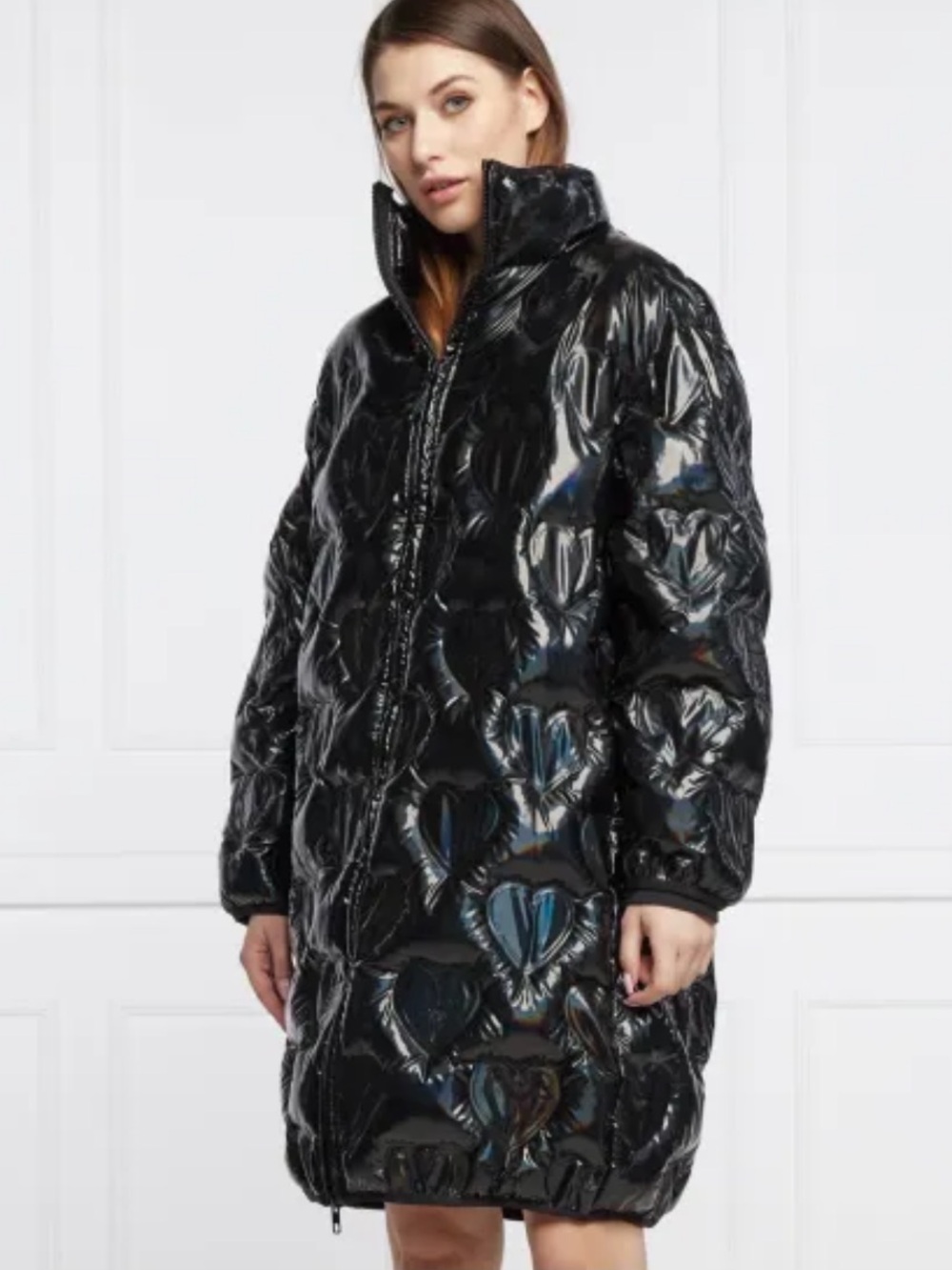 Love Moschino black quilted jacket puffer logo